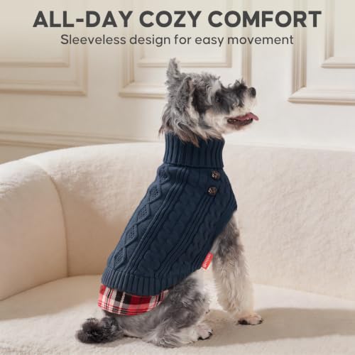 Dog Sweater for Small Medium Dogs Turtleneck Thick Knit Pullover (X-Large (19-27lbs) / 4# Navyblue)