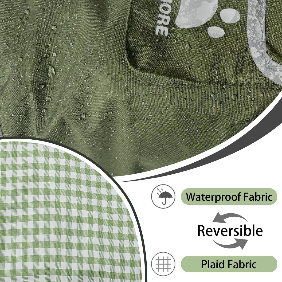 Waterproof Dog Raincoat Reversible (Forest Green / Medium(13-22lb))