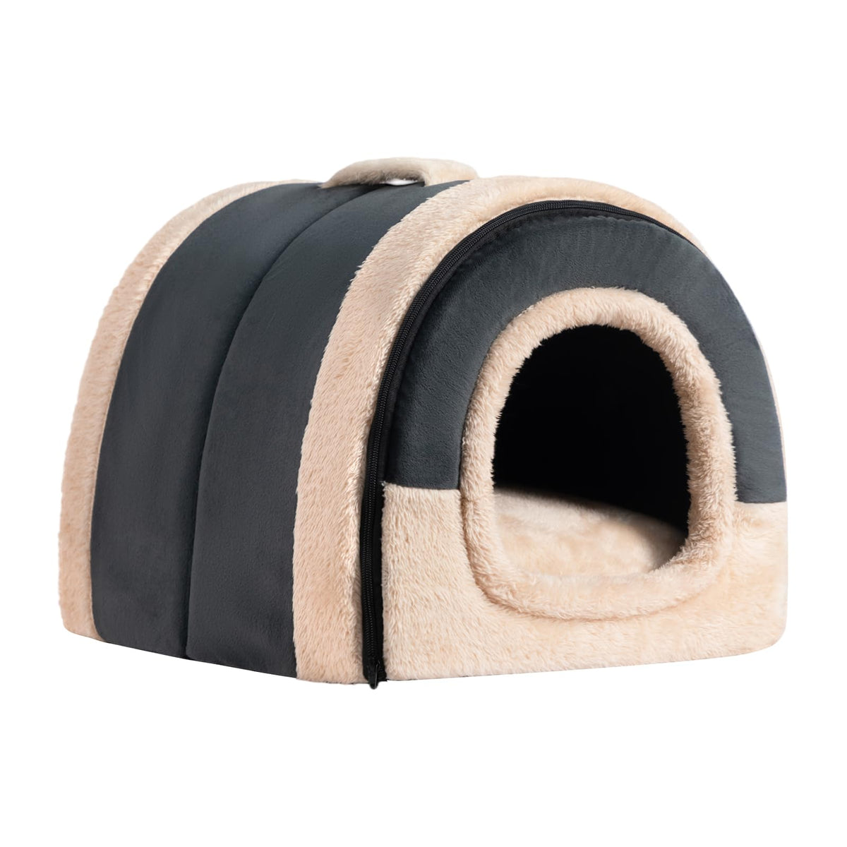 Cat Bed Cave for Indoor Cats for Pets up to 20 lbs (Dark Gray Arched Cave)