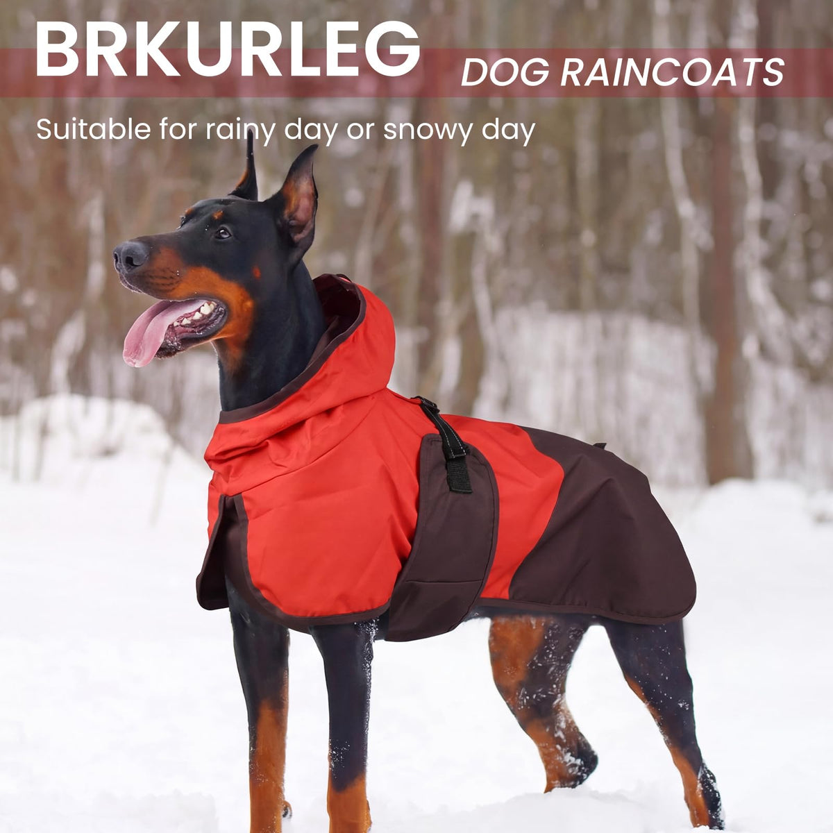Dog Raincoat Waterproof Rain Jacket with Hood (XL(Back Length19.9") / Red Brown)