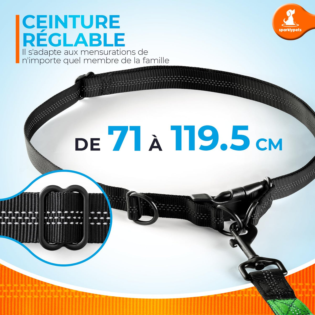 Hands Free Dog Leash (Green / 1 dog M/L)