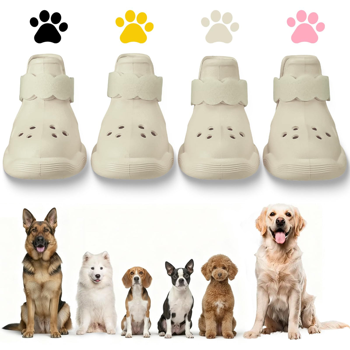 Dog Shoes for Hot Pavement and Snow (Beige / XL)