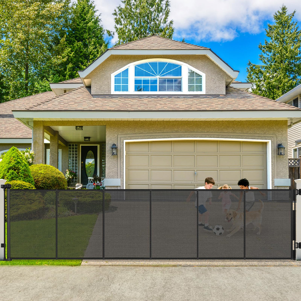 250" Extra Wide Baby Gate Retractable Dog Gate for Deck (Black / (48" Tall x 250" Wide))