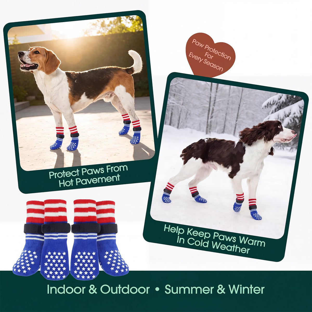 2 Pairs Anti Slip Dog Socks with Grips (S(paw width: 1.89"） / Blue)