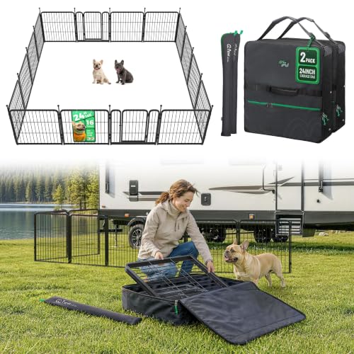 Rollick Dog Playpen with Storage Bags (Black / 24"H)