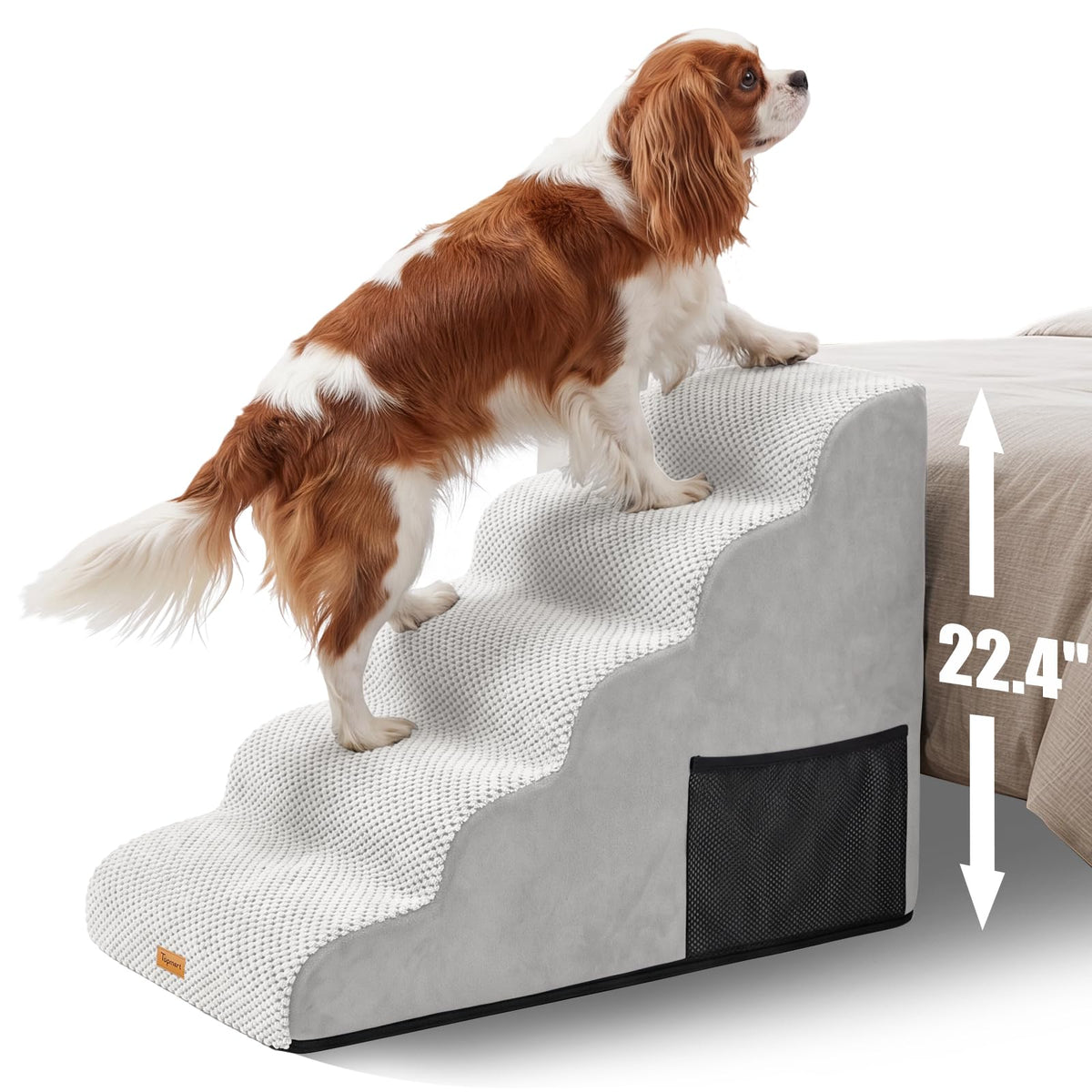 High Density Foam Dog Steps 5 Tiers (Light Grey / 33.1*15.7*22.5)