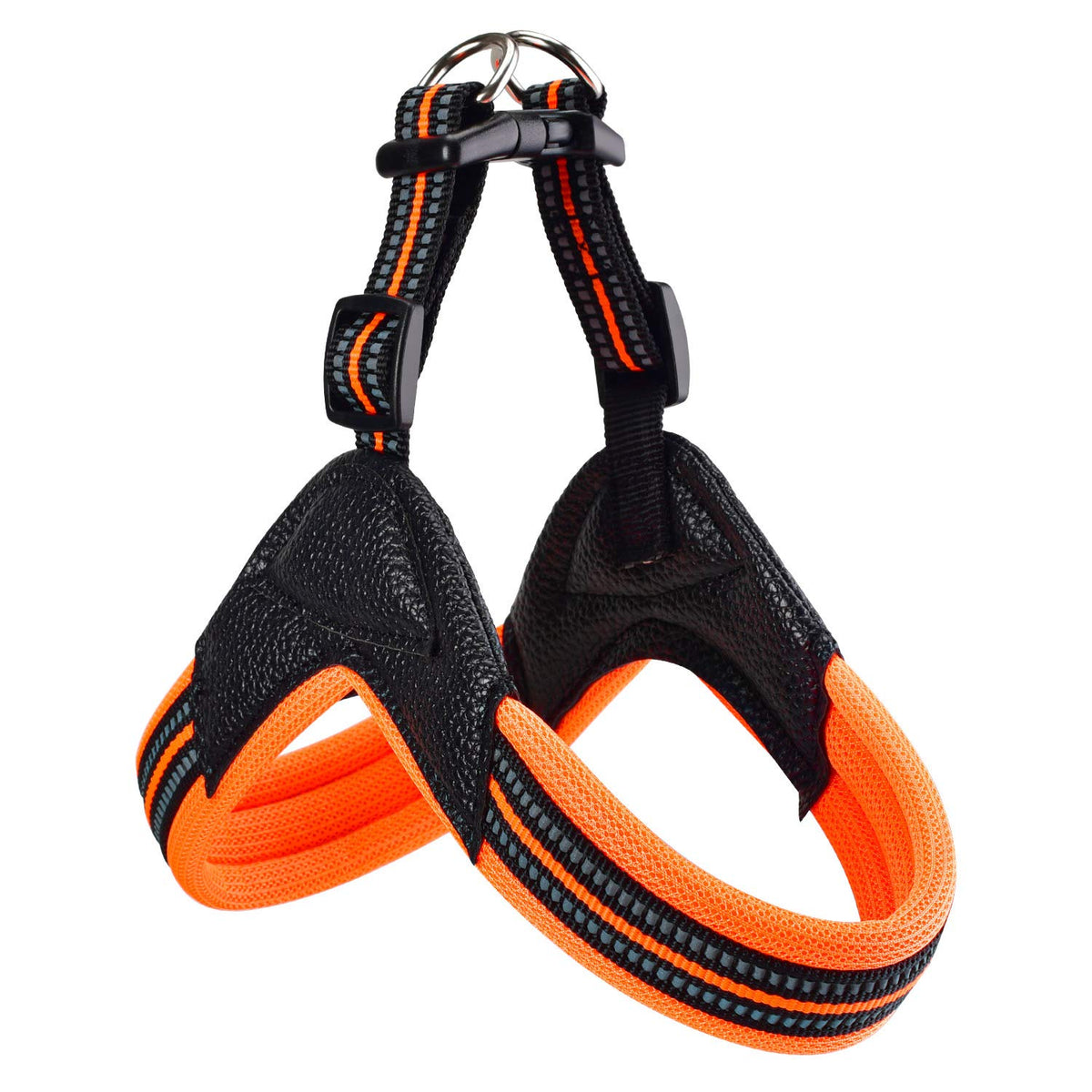 Dog Harness No Pull Ultra Soft Breathable Padded Pet Harness 2 Adjustable Botton (Orange / M)