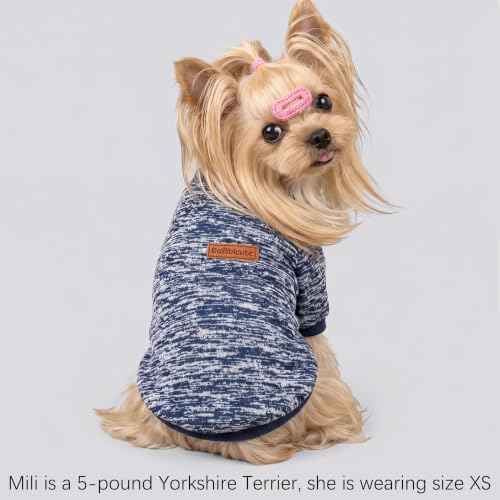 2 Pack Dog Sweaters for Small Dogs Girl Boy Winter Fleece Clothes Warm Soft Dog Sweatshirt Outfit for Dogs Cats Pet Apparel (Grey+Navy Blue / M (Back: 13.7", Chest: 17.7", 10-14 lbs))