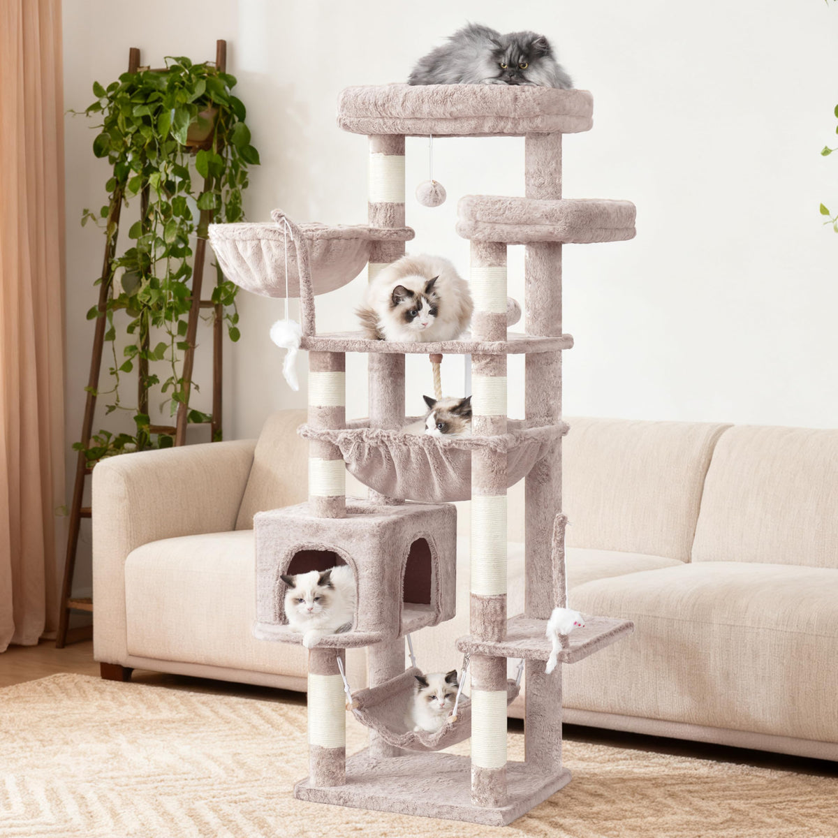 Cat Tree 63'' Cat Tower for Large Cats (63 inch / Muchroom)