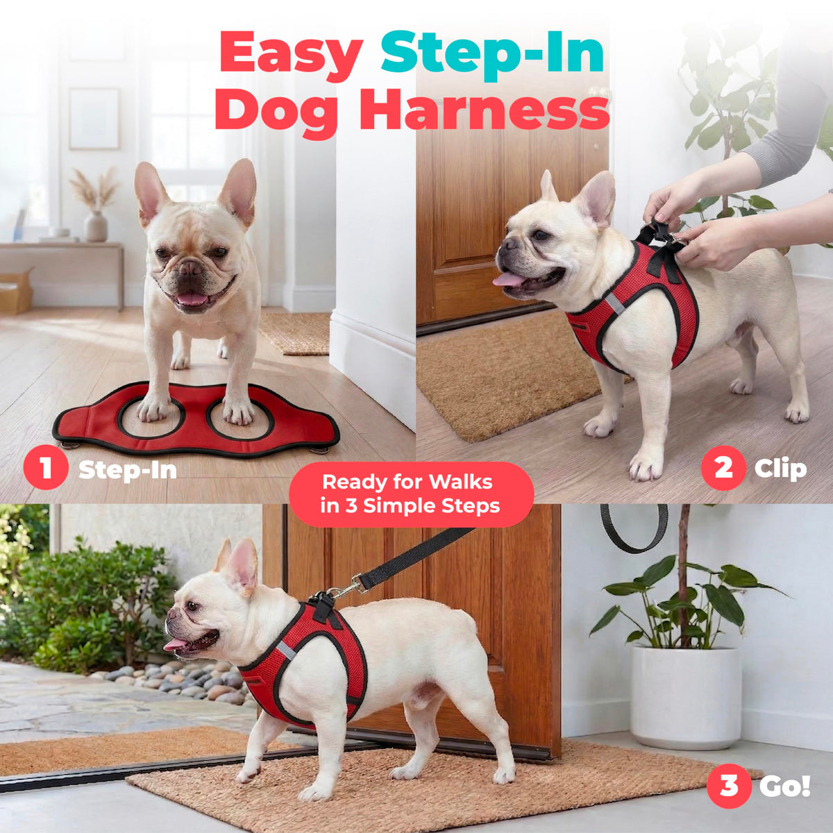Voyager Step in Air Dog Vest Harness (Red/Black Trim / S (Chest: 14.5 - 16"))