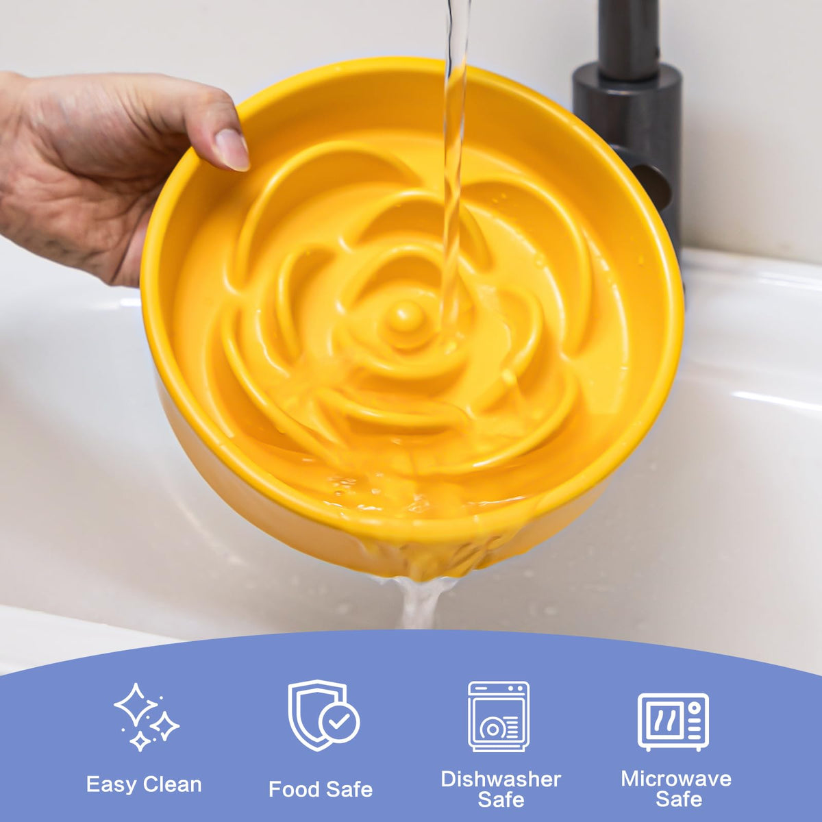8.25'' Ceramic Slow Feeder Dog Bowls (8.25 inch / Yellow)