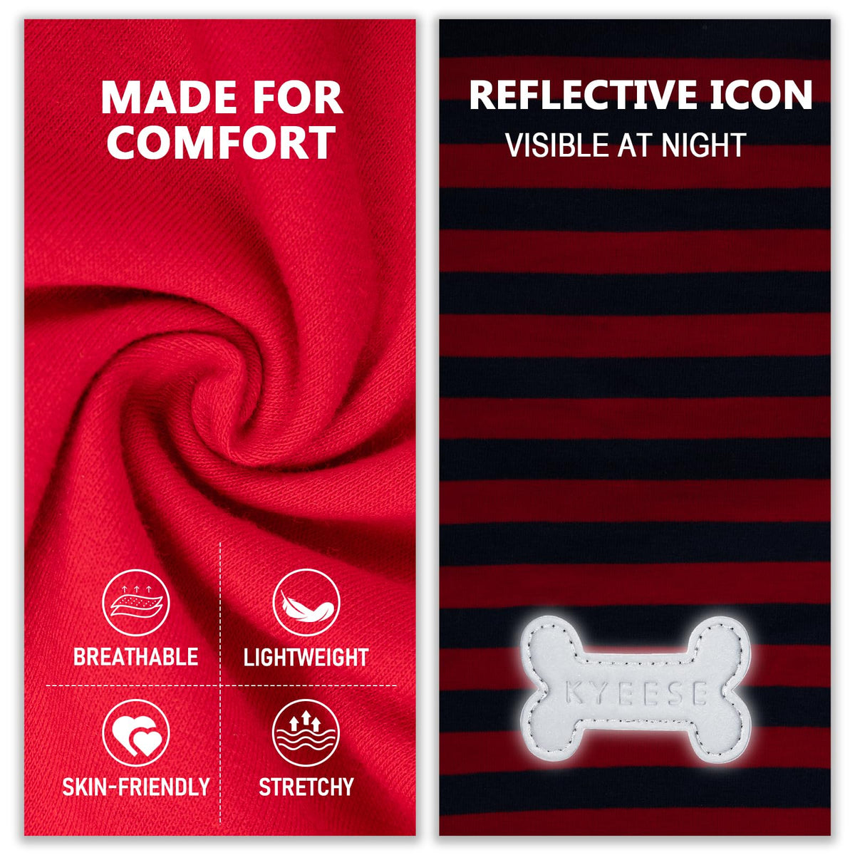 2Pack Cotton Dog Shirt for Small Dogs Soft Striped Tank Top (Large (13-19lbs) / 2Pack (Red+Striped))