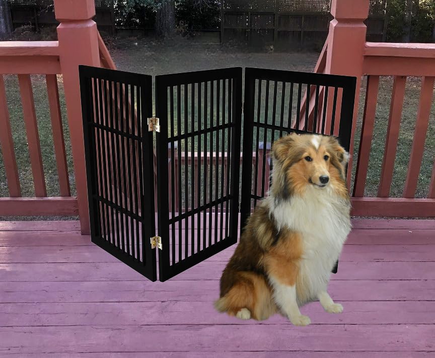 Pet Dog Gate Freestanding (3 Panel 30" Tall / Black Pet Gate)