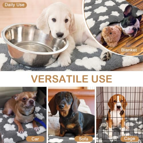 4 Pcs Dog Crate Pads Soft Warm (Rectangular 18 x 24 x 1.6 Inch / Clouds / Gray)