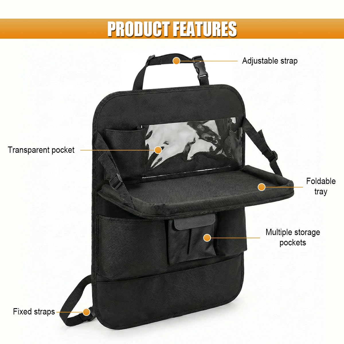 Car Backseat Organizer with Foldable Table Tray (With)
