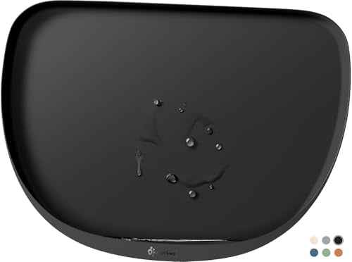 Dog Food Mat Silicone Waterproof Feeding Mat (24"L x 17"W / Black)