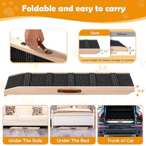 43" Foldable Dog Ramp 6 (M-43"L×16"W×23"H)