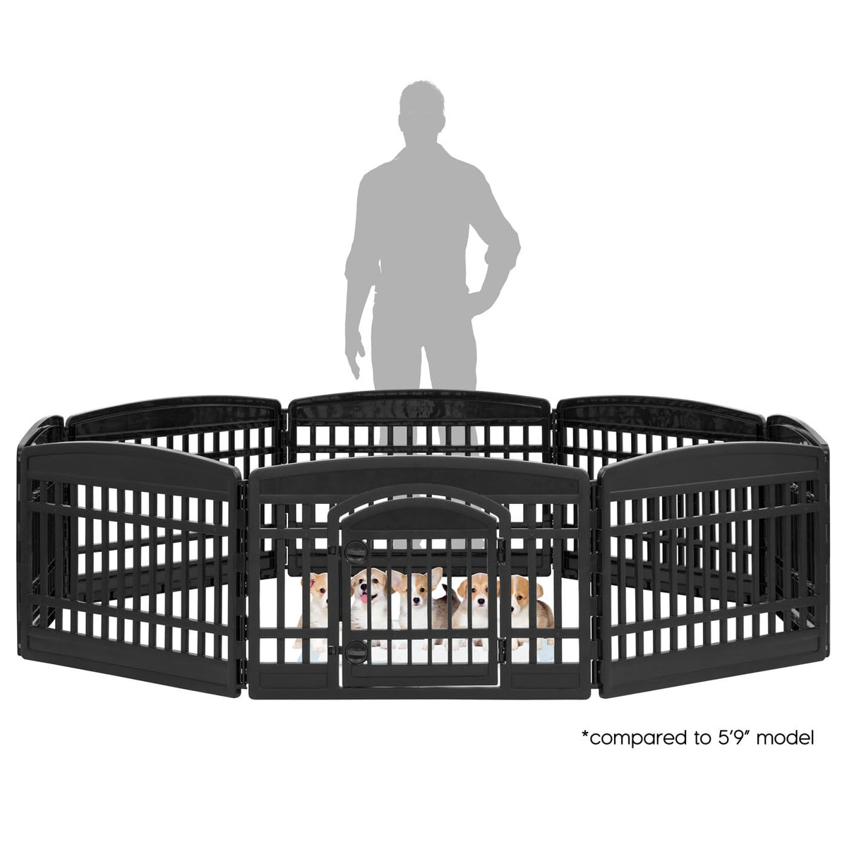 8 Panel Dog Playpen with Door (8 Panel - 24" H / Black)