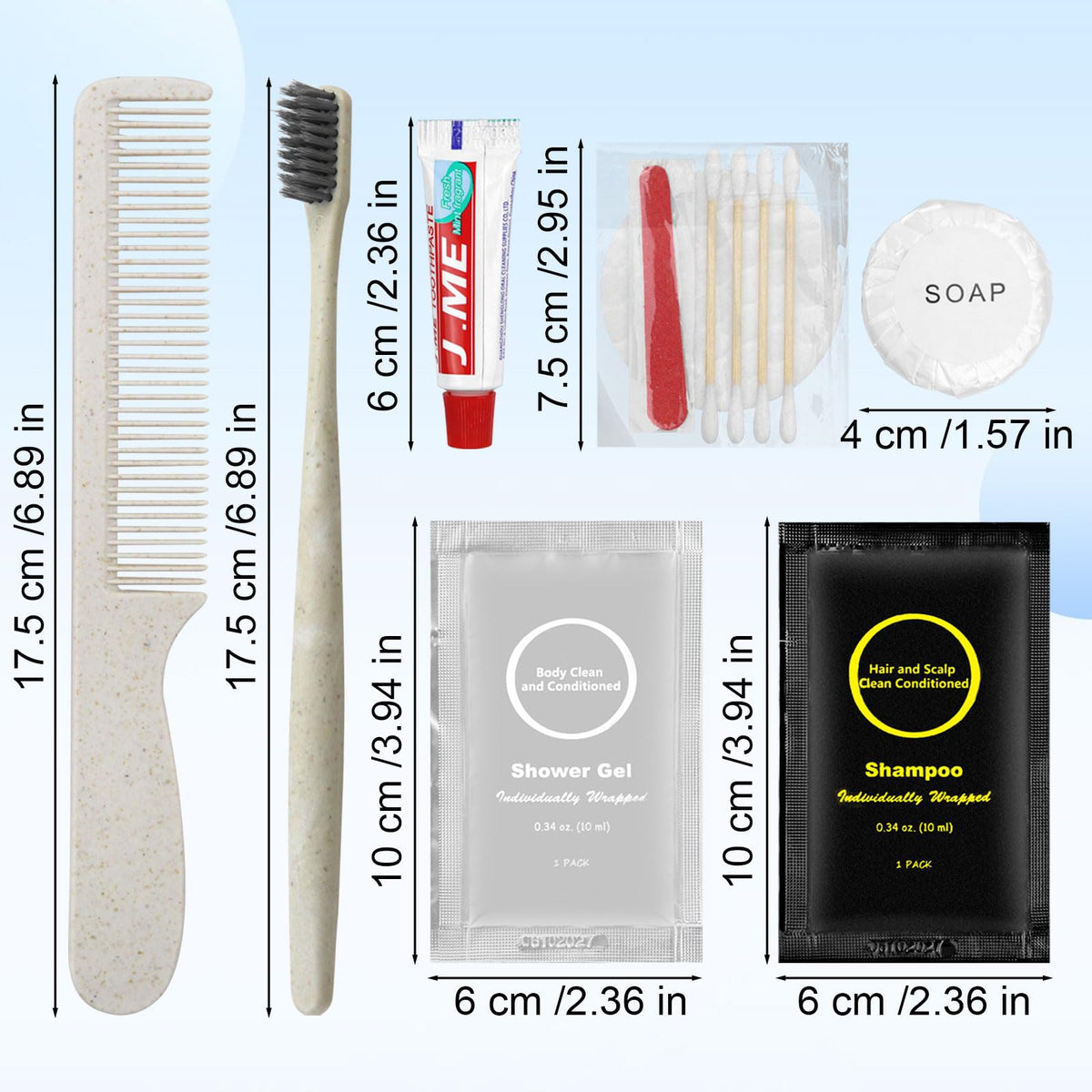 Travel Size Toiletries Bulk Personal Hygiene Kits for Homeless (7 Inch)