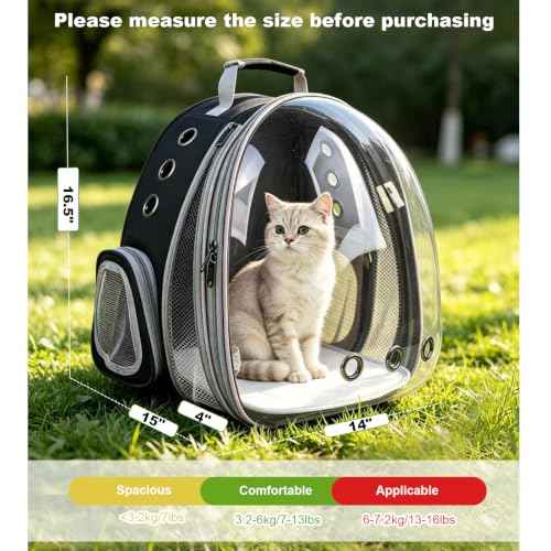 Expandable Pet Backpack 14"×15"×16.5" Cats Dogs Carrier Bag (Front Expandable-Black / 14.0"L x 15.0"W x 16.5"H)