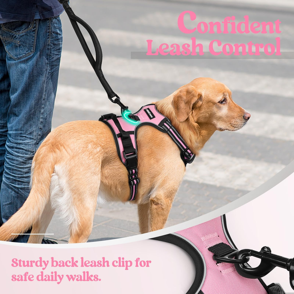 Dog Harness No Pull with 2 Leash Clips (X-Large / Pink)