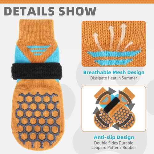 Dog Socks Shoes for Hot Pavement (Orange / Large(4 Pack))