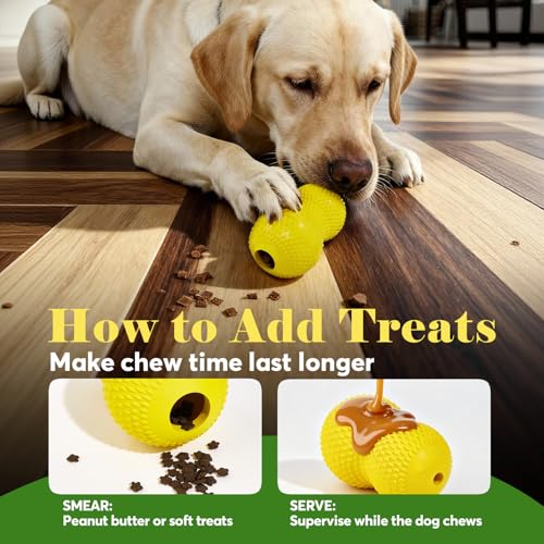 Natural Rubber Dog Chew Toys Dog Toys for Aggressive Chewers Gourd (Yellow-Gourd)