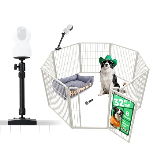 Homeplus Indoor Dog Playpen with Camera Mount (White / 32"H)