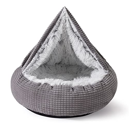 Dog Bed for Small Medium Dogs with Hooded Attached Washable (26.0"L x 26.0"W x 6.0"Th)