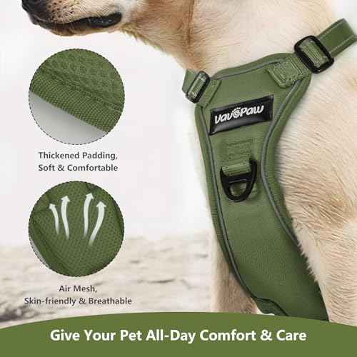 Dog Seat Belt Vest Harness for Car (Full Army Green / M (Chest: 19.7-26.4", Neck: 12.6-20.5"))