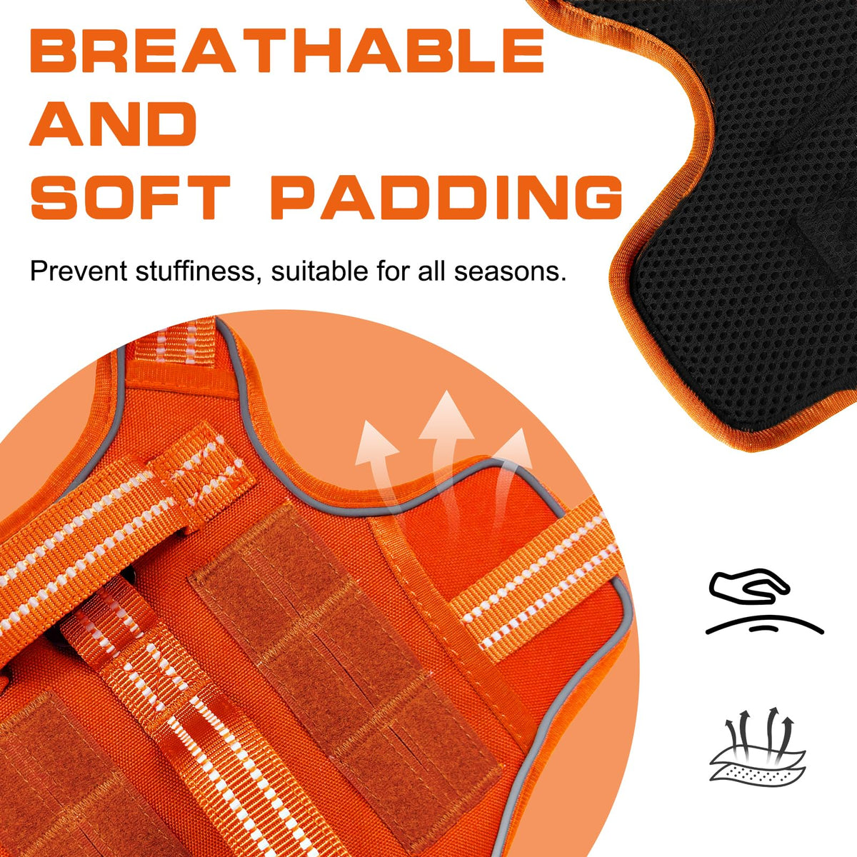 Dog Harness for Large Dogs (Orange / L(Neck:18-24",Chest:25-36"),45-80 lbs)