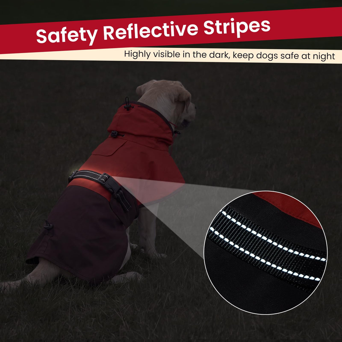 Dog Raincoat Waterproof Rain Jacket with Hood (XL(Back Length19.9") / Red Brown)