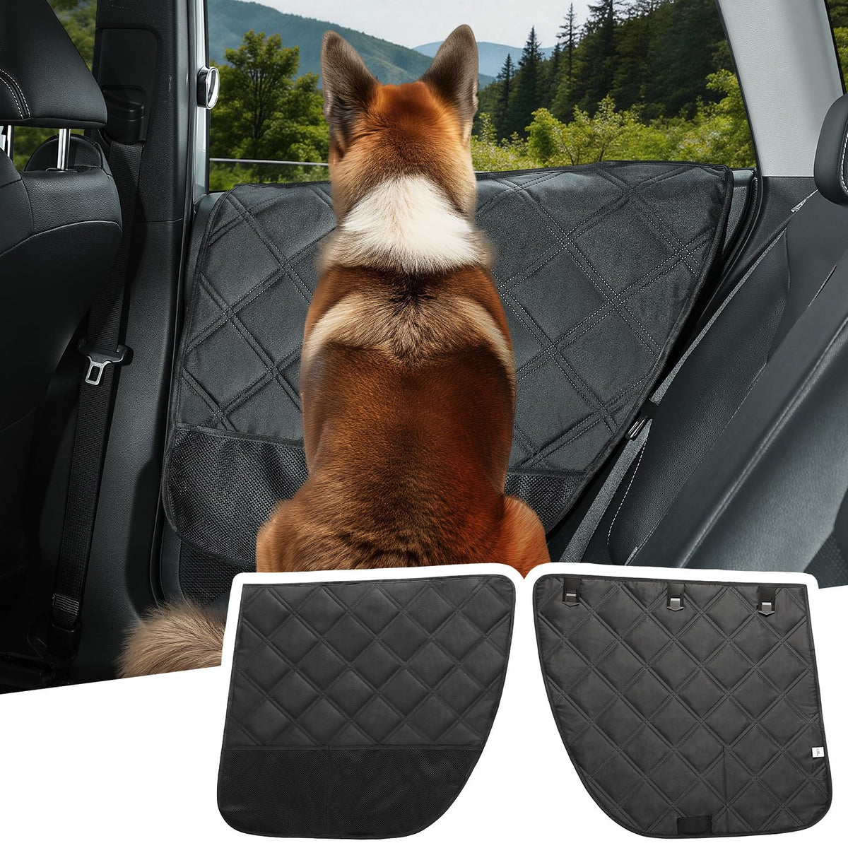 Car Door Protector for Dogs for Sedan (Fit for Sedan/ Family Car/ Small SUV)