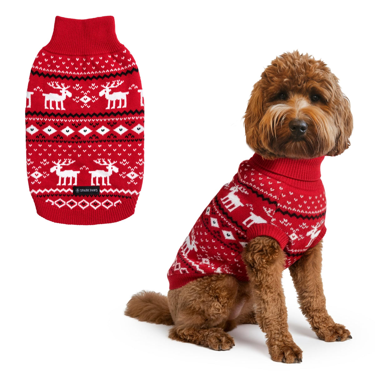 Christmas Knit Dog Sweater (Dasher Red / XX-Large)