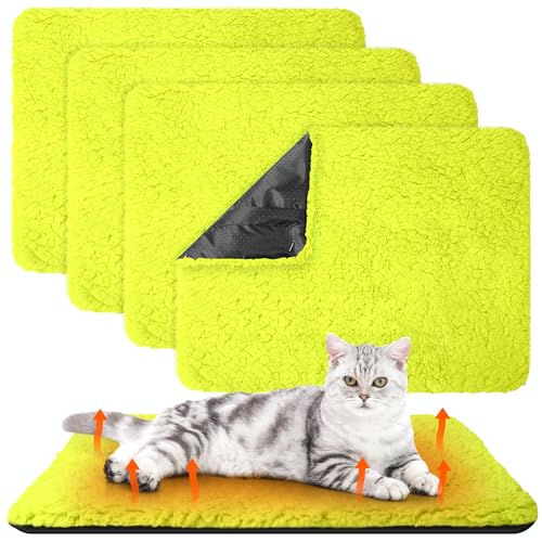 4 Pack Self Warming Cat Mat for Pets (16 x 20 Inch / Green)