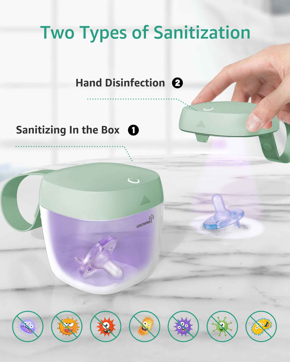 Pacifier Sanitizer Portable Holder Case (Green)