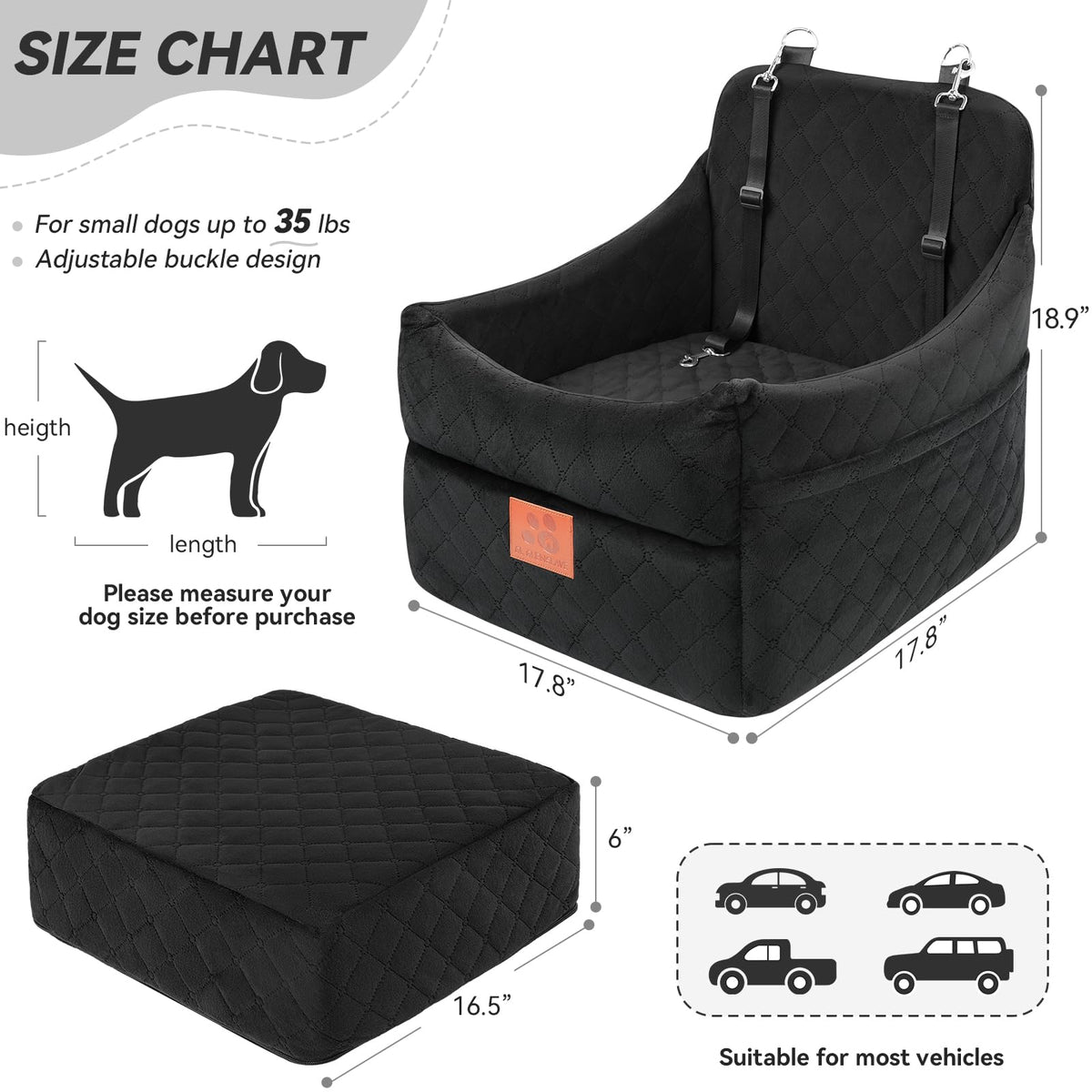 Dog Car Seat for Small (Black)