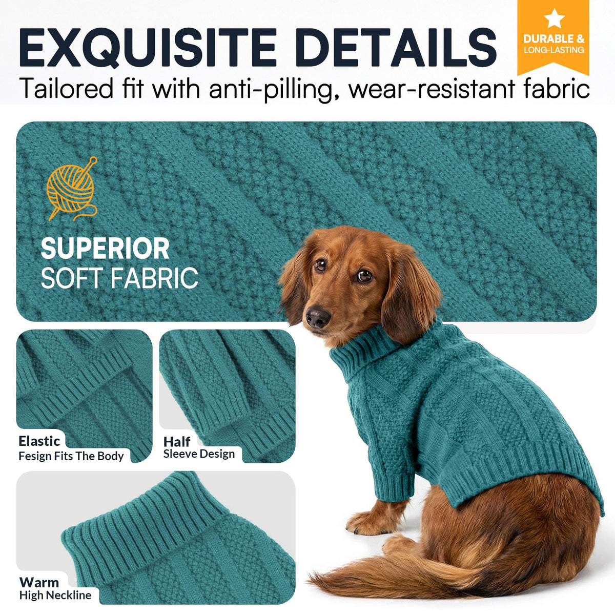 Dog Sweaters for Large Dogs (Large / Peacock Blue)