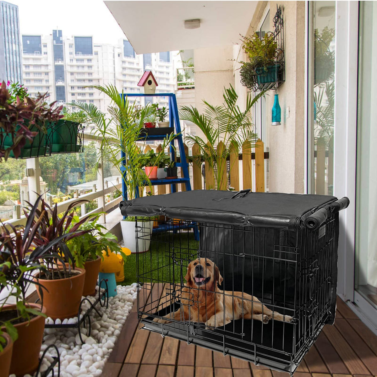 Dog Kennel Cover 30 Inch Waterproof 600D Oxford with 1 (30.0"L x 19.0"W x 21.0"H / Black Cover(only Cover))