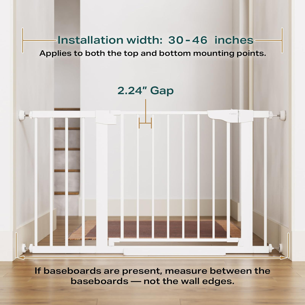 2 Pack 30 46" Baby Gate for Stairs (White / 30"-46"W x 30.5"H | 2 Pack)