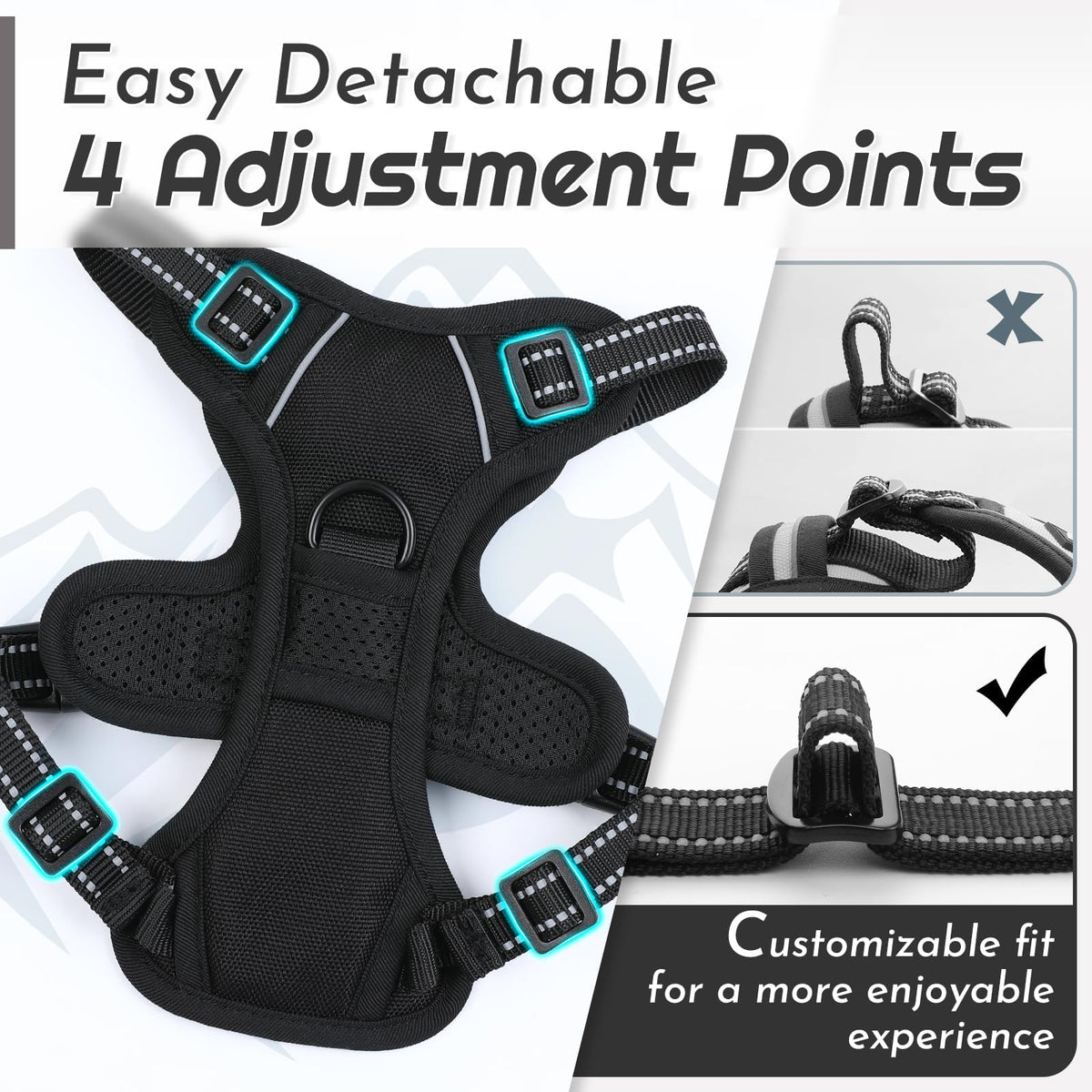 Dog Harness for Small Dogs (X-Small / Black)