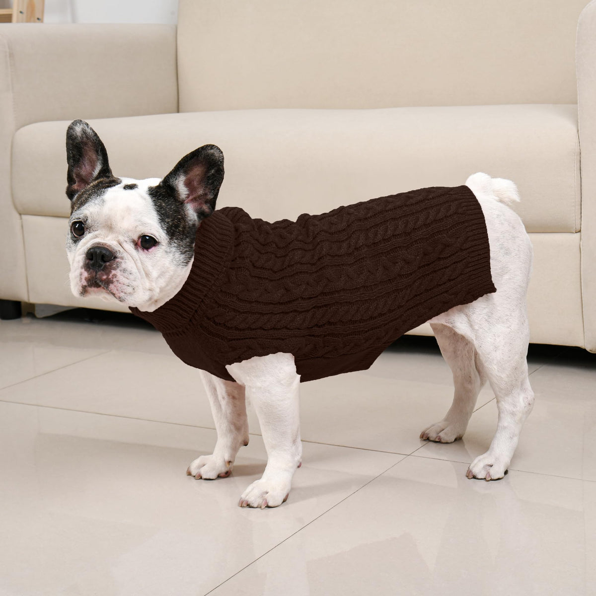 Dog Sweater 2 Pack for Medium Dogs (Oatmeal & Brown / Medium)
