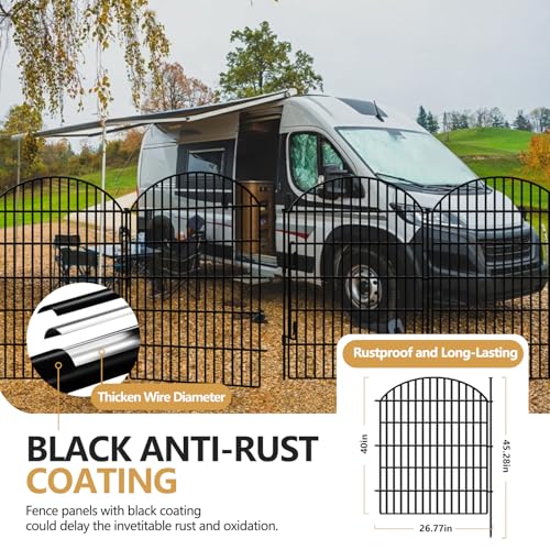 10 Panels Decorative Garden Fence with Lock (40in(H) X 22.31ft(L))