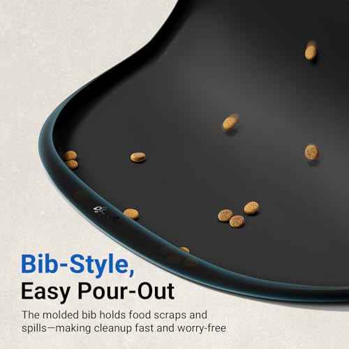 Dog Food Mat Silicone Waterproof Feeding Mat (24"L x 17"W / Black)