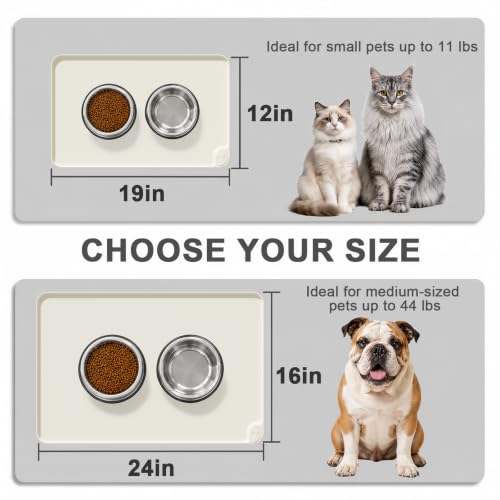 Silicone Pet Feeding Mat (CreamWhite / 19"L x 12"W)