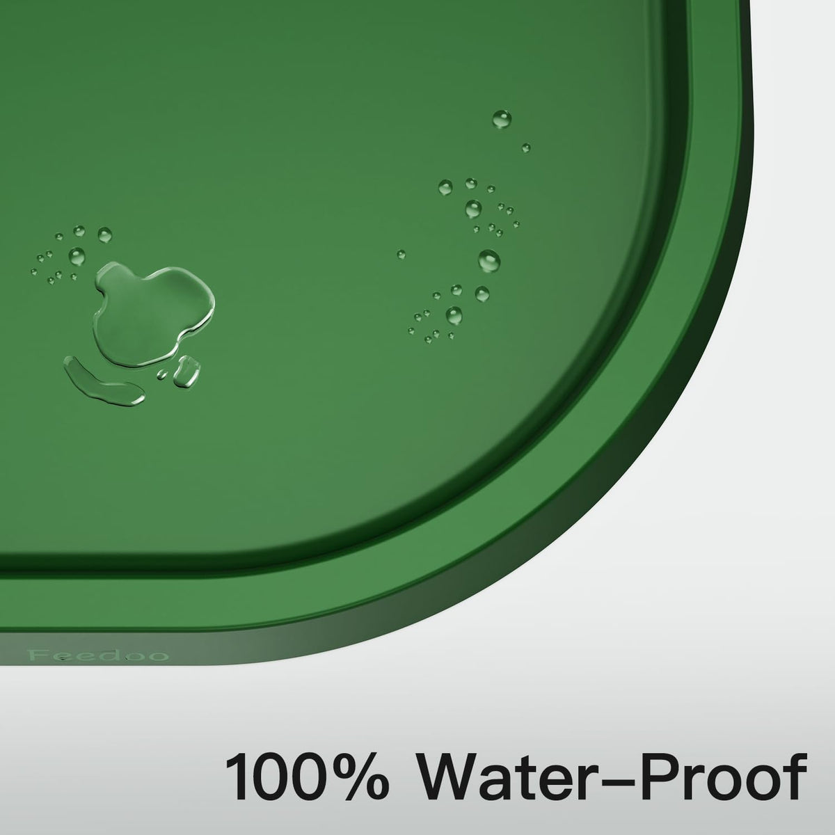Pet Feeding Mat [Warped Resistant Raised Edge] (23.5"L x 13.5"W / Green)