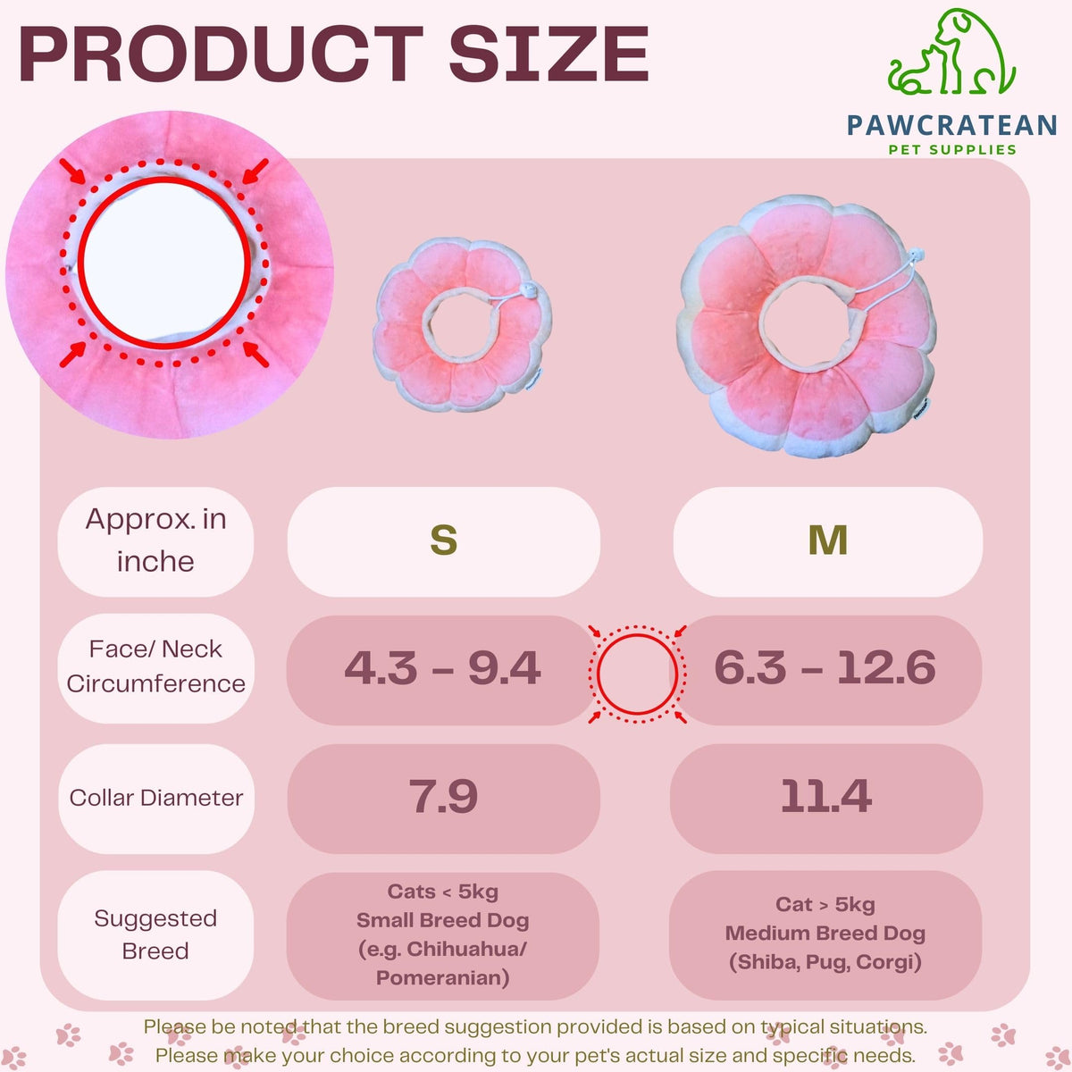 Adjustable Comfy Flower Style Elizabeth Collar for Cats Puppies Soft Recovery Cone Pet Protective Neck Collar (Pink / Medium)