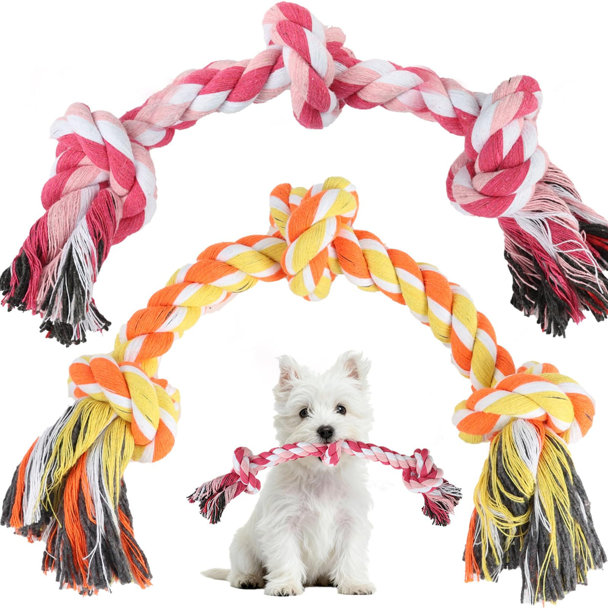 Dog Rope Toy 2 (Small / Red & Orange)
