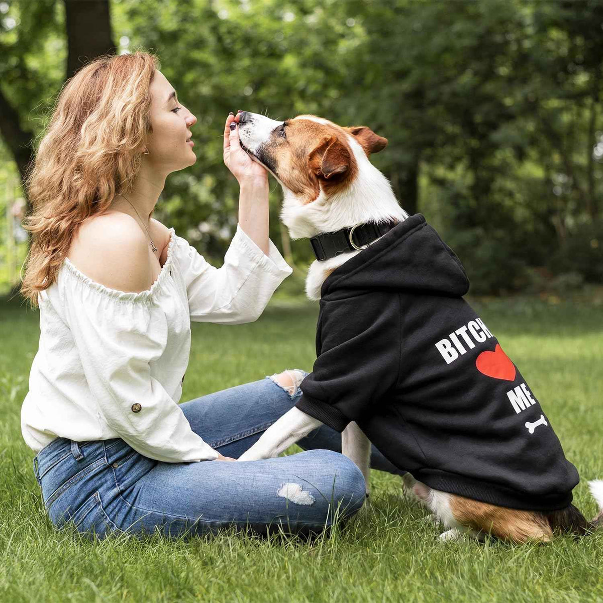 Dog Basic Hoodie Soft Dog Clothes Cold Weather Sweaters for Medium Large Dogs Cozy Fabric Warm Sweatshirt with Leash Hole for Boys (B LOVE ME / S(Back: 12.6",Chest:18.11", 5-10 lbs))