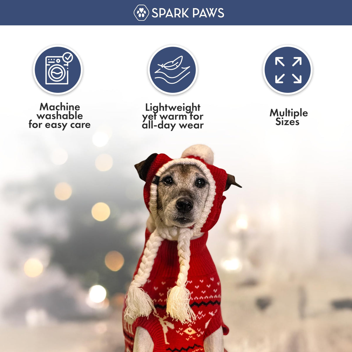 Christmas Knit Dog Sweater (Dasher Red / Small)